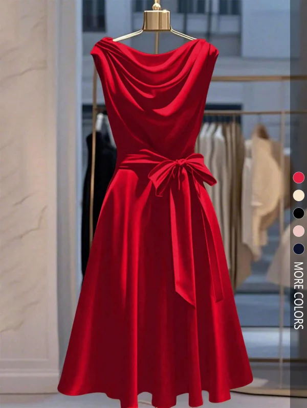 Solid Color Sleeveless Tie Up Midi Dress GSRX-709