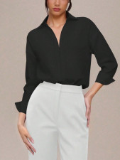 Loose V Neck Long Sleeve Shirts GSRX-663