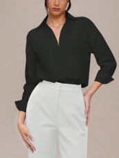 Loose V Neck Long Sleeve Shirts GSRX-663