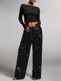 Casual sequined Drawstring Pants GXRF-QC160