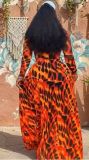 Long Sleeve Print O Neck Maxi Dress GJMF-97833