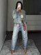 Plus Size Tie Print Straight Jeans GYLN-2364