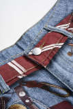 Plus Size Tie Print Straight Jeans GYLN-2364