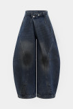 Plus Size Vintage Washed Wide Leg Jeans GYLN-9040