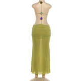 Halterneck Backless Mesh Maxi Dress XEF-K6D02631A