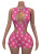 Print Hollow Out Bodysuit Two Piece Shorts Set CH-26107