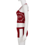 Sport Letter Print Tank Top Two Piece Shorts Set GPKJ-MR48164