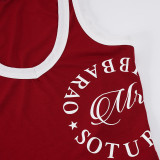Sport Letter Print Tank Top Two Piece Shorts Set GPKJ-MR48164