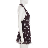 Polka Dots Print Sleeveless Backless Mini Dress GPKJ-MR47709