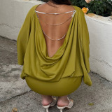 Backless Chain Solid Color Mini Dress GPKJ-MR42659