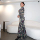 Print Long Sleeve Slim Fishtail Dress XEF-K6D03110A