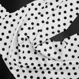 Deep V Neck Polka Dot Print Tops GDSF-J26TP092