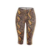 Snake Print Sleeveless Bodysuit Seventh Pants Suit GDSF-J26ST076