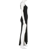 Solid Color Sling High Split Maxi Dress GPKJ-MR48301