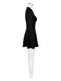 Sports Casual Long Sleeve Coat Flared Skirt Two Piece Set CH-24029