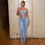 See Through Hollow Out Deep V Neck Jumpsuit GDSF-J26JP067