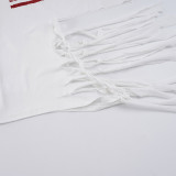 Print Hollow Out Tie Up Tops GPKJ-MR46003