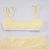 Casual Sport Patchwork Vest Two Piece Shorts Set GPKJ-MR48061