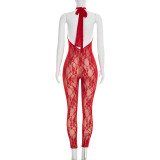 Lace See Through Backless Jumpsuit GDSF-D26JP058