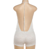 Lace Deep V Neck Backless Romper XEF-K6Q04570A