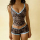 Print V Neck Ruffles Sling Two Piece Shorts Set GPKJ-MR47427