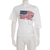 Print Hollow Out Tie Up Tops GPKJ-MR46003
