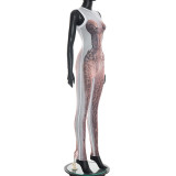 Print Sleeveless Tight Jumpsuit GDSF-D26JP045