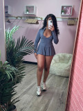 Sports Casual Long Sleeve Coat Flared Skirt Two Piece Set CH-24029