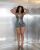 Printed Beaded Backless Halterneck Shorts Set MEM-88690