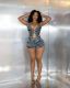 Printed Beaded Backless Halterneck Shorts Set MEM-88690