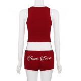 Sport Letter Print Tank Top Two Piece Shorts Set GPKJ-MR48164