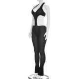 See Through Hollow Out Deep V Neck Jumpsuit GDSF-J26JP067