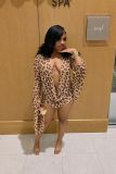 Polka Dot Print Deep V Neck Mini Dress QXLB-10165