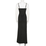 Solid Color Sling High Split Maxi Dress GPKJ-MR48301