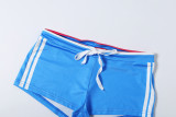 Letter Print Sleeveless Sport Two Piece Shorts Set XEF-K6S01045A