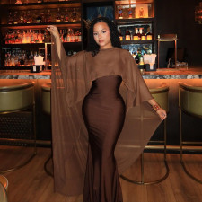 Pullover Shawl Top Sling Dress 2 Piece Set XEF-K25S91344A