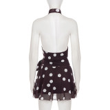 Polka Dots Print Sleeveless Backless Mini Dress GPKJ-MR47709