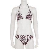Zebra-Print Halterneck Sexy Bikini Set GPKJ-MR48263