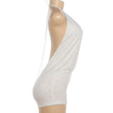 Lace Deep V Neck Backless Romper XEF-K6Q04570A