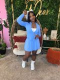 Sports Casual Long Sleeve Coat Flared Skirt Two Piece Set CH-24029