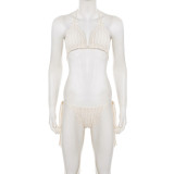 Bow-Tie Solid-Color Bikini 3 Piece Swimsuit GPKJ-MR47826