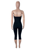 Solid Color Wrap Chest Backless Tight Jumpsuit SHD-9961