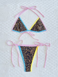 Leopard Print Color Block Biikinis 2 Piece Swimsuit CASF-6801