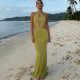 Halterneck Backless Mesh Maxi Dress XEF-K6D02631A