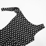 Polka Dots Print Slash Shoulder Romper GDSF-J26RP093