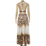 Backless Halterneck Print Maxi Dress XEF-K6D03594A