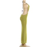 Halterneck Backless Mesh Maxi Dress XEF-K6D02631A