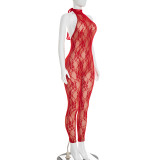 Lace See Through Backless Jumpsuit GDSF-D26JP058