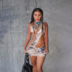 Tiger Print Sexy Backless Ruched Mini Dress DLSF-K6D02571A