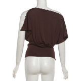 Button Off Shoulder Fitted Top XEF-K25L89997